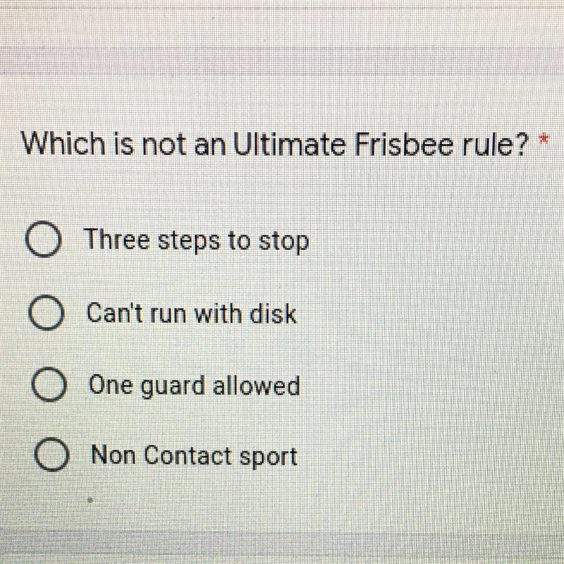 Which is not an Ultimate Frisbee rule?-example-1