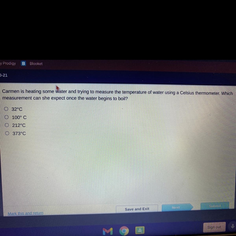 Which measurement can she expect once the water begins to boil??-example-1