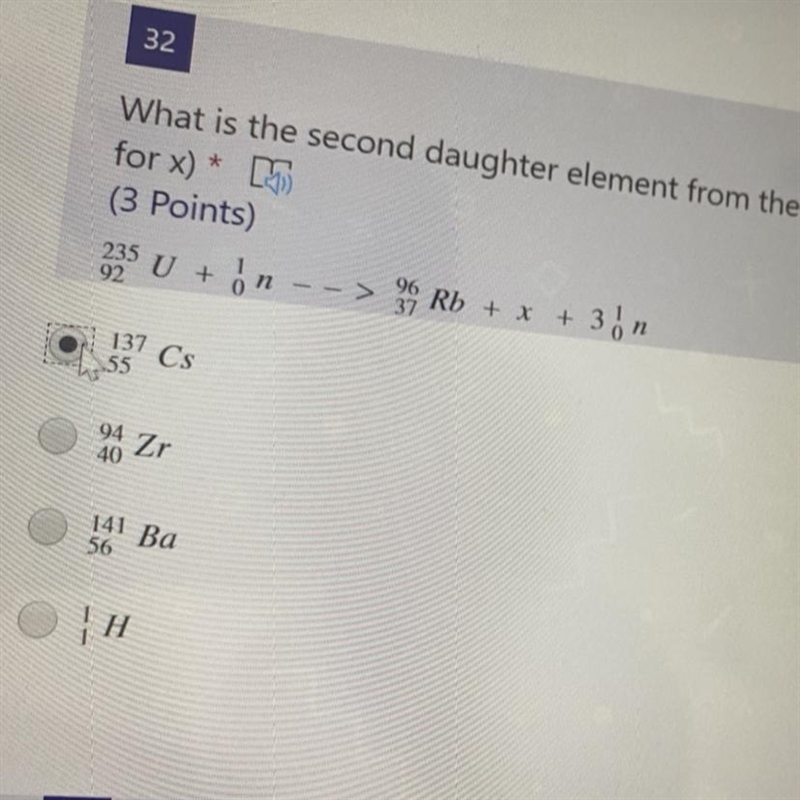 LOOK AT PICTURE FOR QUESTION What is the second daughter element from the nuclear-example-1