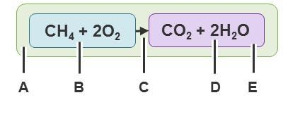 Identify each part of this chemical equation, which describes the burning of methane-example-1