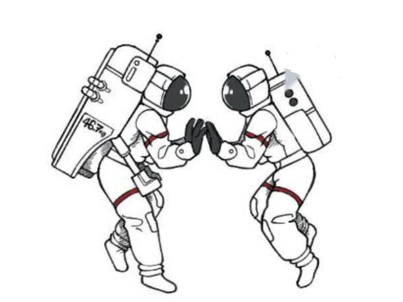 Two astronauts (each with mass 70 kg) push off each other in space. One astronaut-example-1