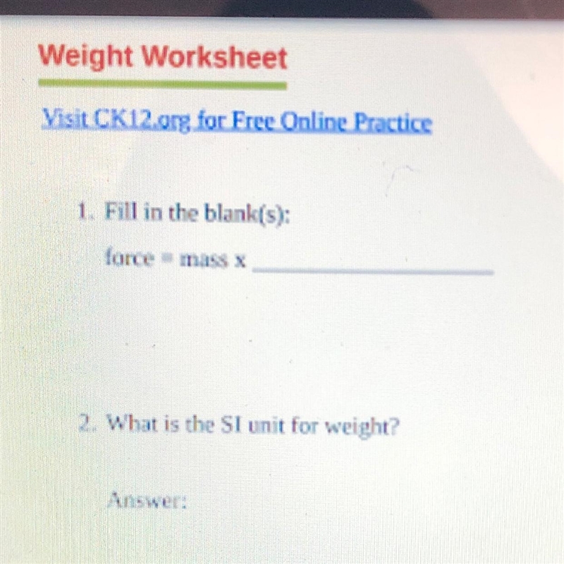 1. Fill in the blank(s): force mass x-example-1