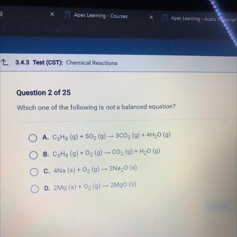 Which one of the following is not a balanced equation￼-example-1