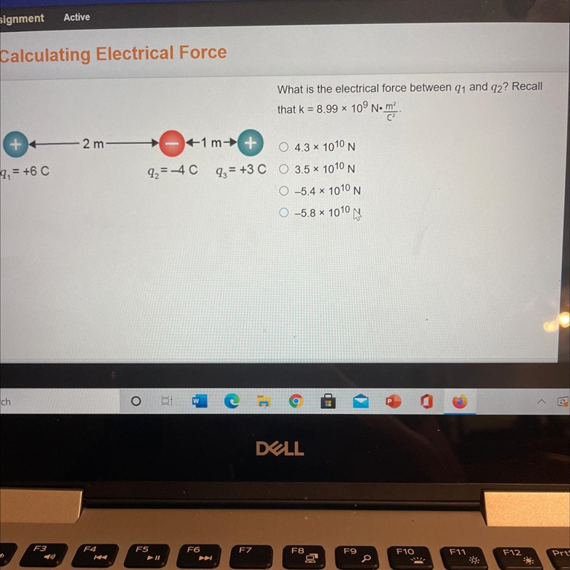 What is the electrical force between 91 and 92? Recall that k = 8.99 * 109 Nom? 2 m-example-1