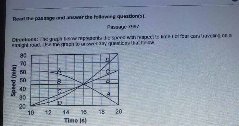 1.Which car has zero acceleration? 2. which car is decelerating? ​-example-1