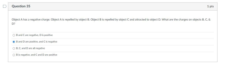 Object A has a negative charge. Object A is repelled by object B. Object B is repelled-example-1