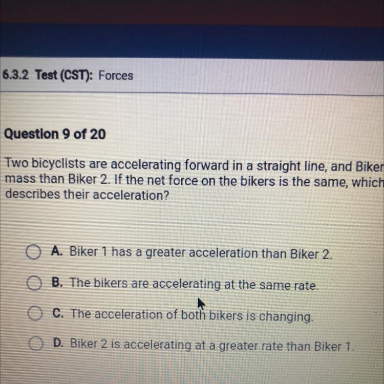 Help plss .. Two bicyclists are accelerating forward in a straight line, and Biker-example-1