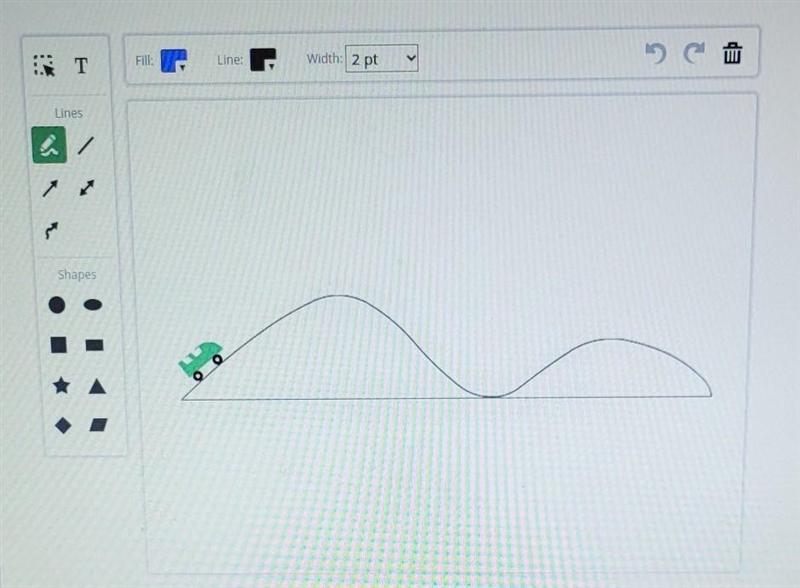 Here's the design information for the roller coaster: . The track has two hills. The-example-1