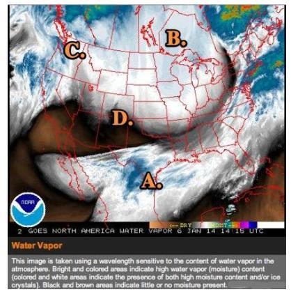 Read the map key. Predict which location would expect to have the most extremes in-example-1