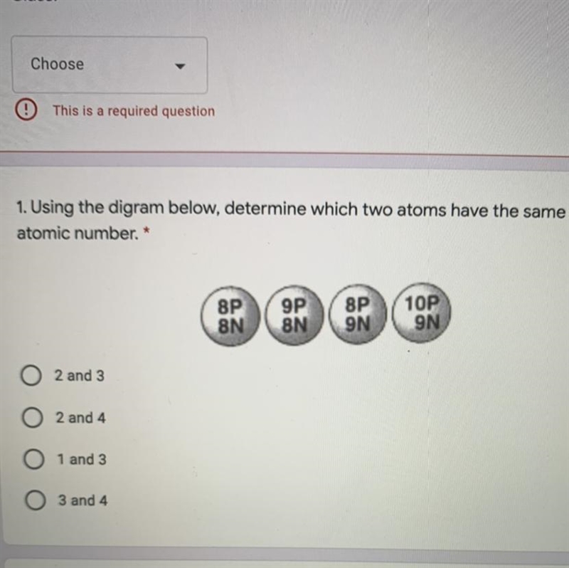 3 points 1. Using the digram below, determine which two atoms have the same atomic-example-1