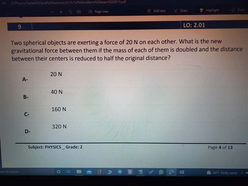 The opposite diagram shows two small planets of mass m each, and one larger planet-example-1