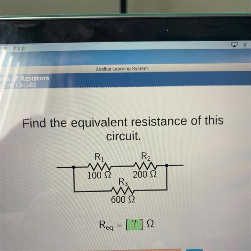 Find the equivalent resistance of this circuit. Ri R2 1002 2002 R3 600 12-example-1