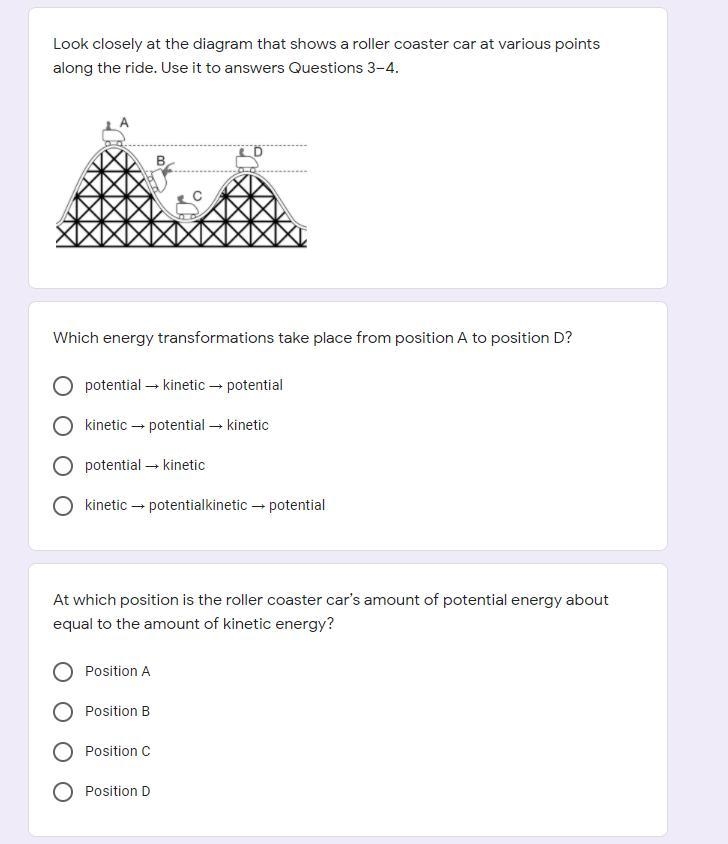 Look closely at the diagram that shows a roller coaster car at various points along-example-1