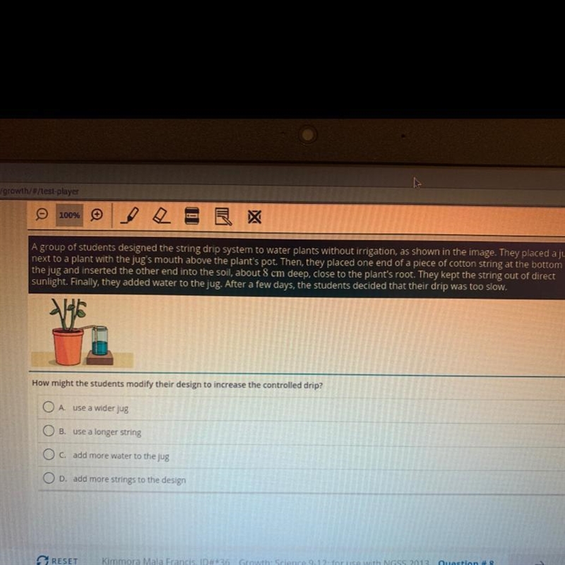 A group of students designed the string drip system to water plants without irrigation-example-1