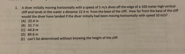 how far from the base of the cliff would the driver have landed if the driver initially-example-1