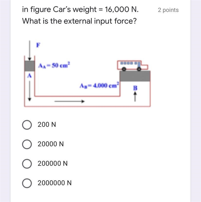 In figure Car’s weight = 16,000 N. What is the external input force?-example-1