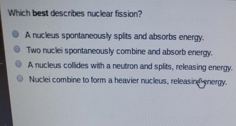 Which best describes nuclear fission?​-example-1