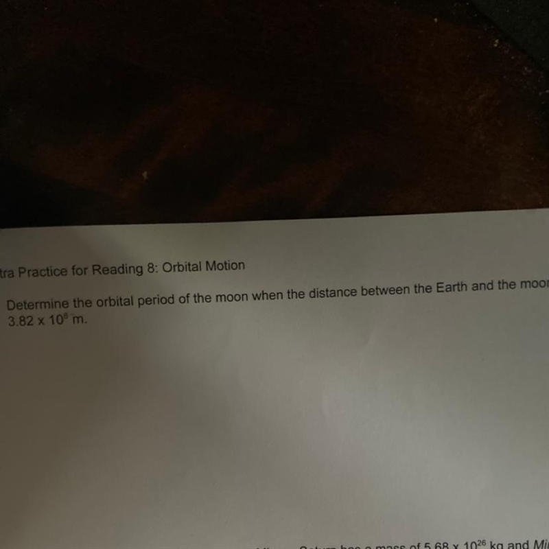 Determine the orbits period of the moon when the distance between the earth and the-example-1