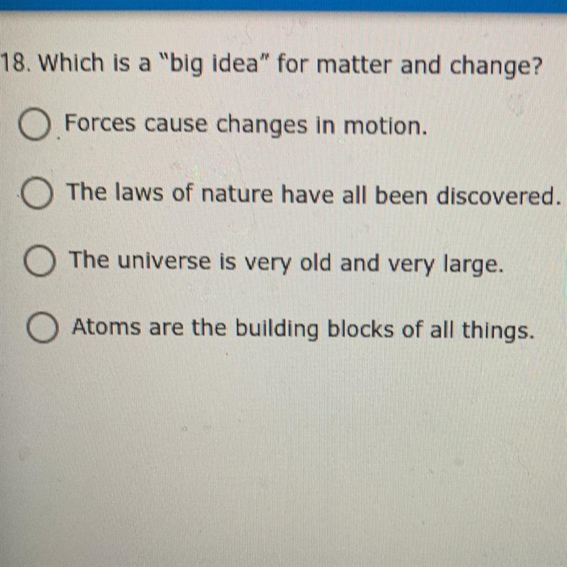 Which is a “big idea” for matter and change?-example-1