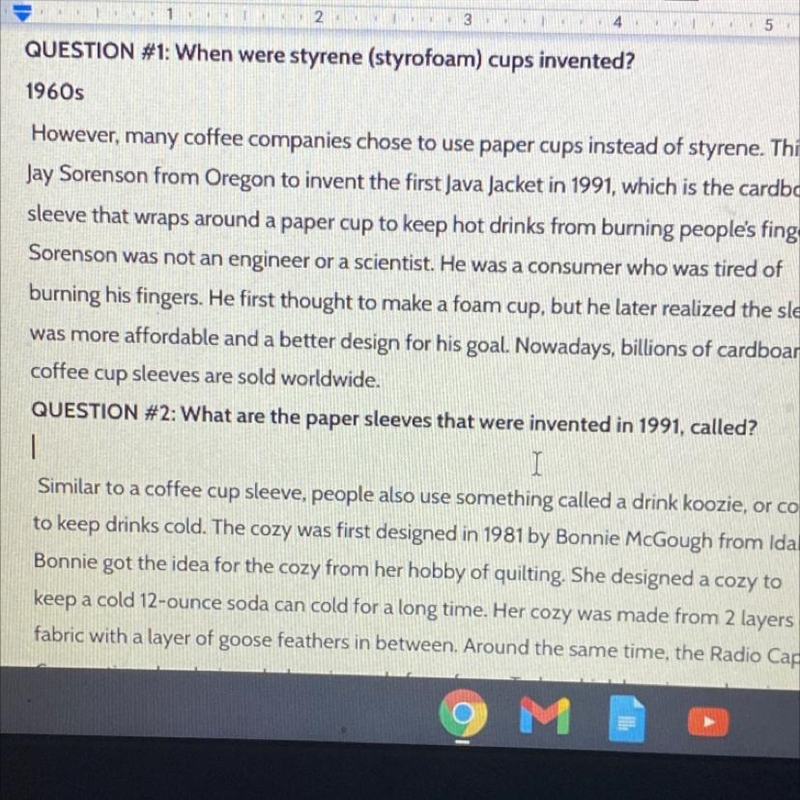 What are the paper sleeves that were invented in 1991 called for coffee cups-example-1