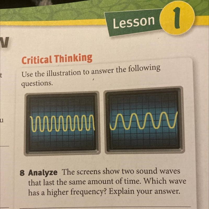 Which wave has a higher frequency and why?-example-1