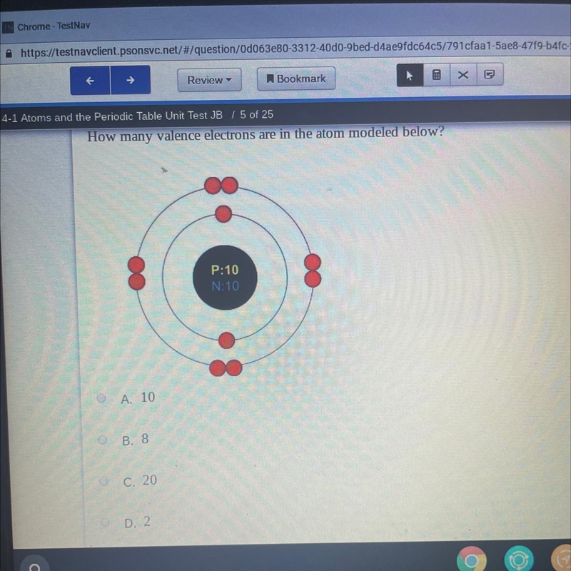 How many valence electrons are in the atom modeled below?-example-1