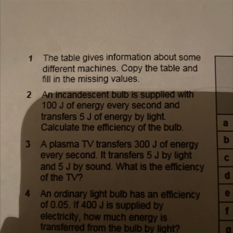 An incandescent bulb is supplied with 100 J of energy every second and transfers 5 J-example-1