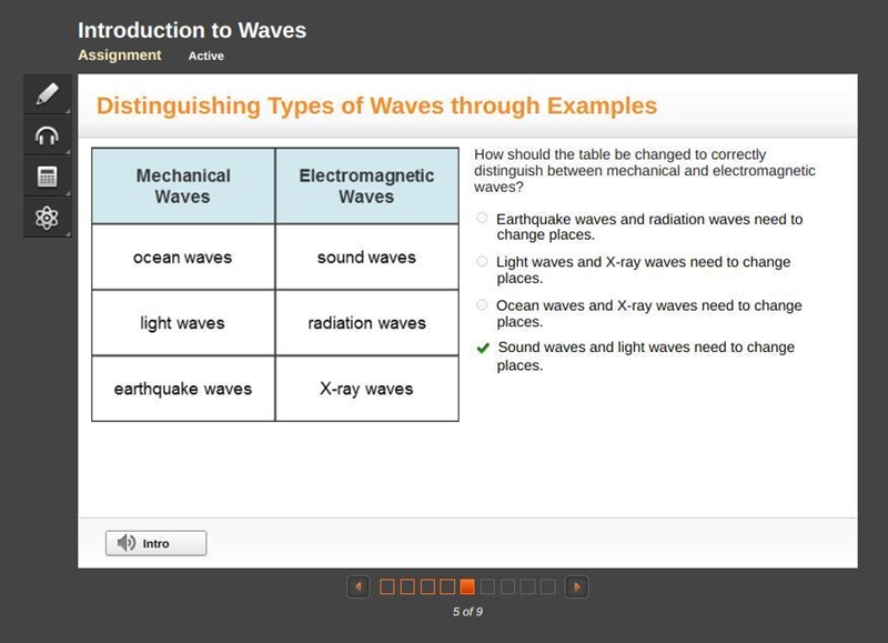 How should the table be changed to correctly distinguish between mechanical and electromagnetic-example-1