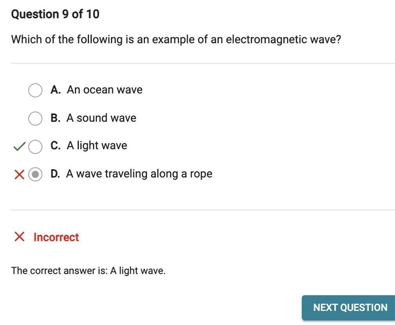 Which of the following is an example of an electromagnetic wave ?-example-1