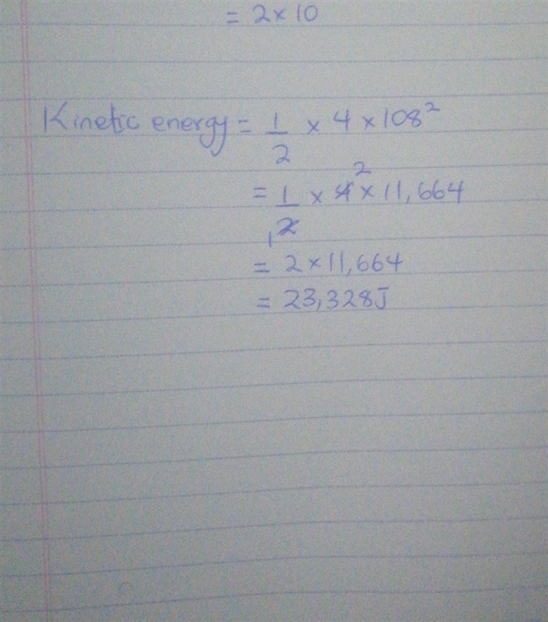 A body with mass 4 kg moves with a velocity of 108km/h Calculate it kinetic energy-example-1