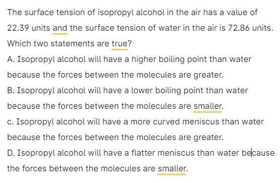 The surface tension of isopropyl alcohol in air has a value of 22.39 units and the-example-1