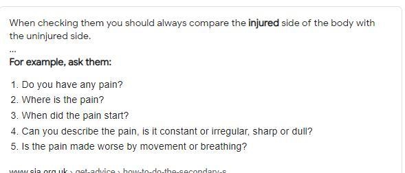 How could you determine the injuries or ill person in a secondary assessment?-example-1