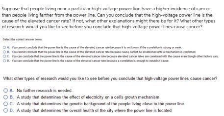 Suppose that people living near a particularâ€‹ high-voltage power line have a higher-example-1