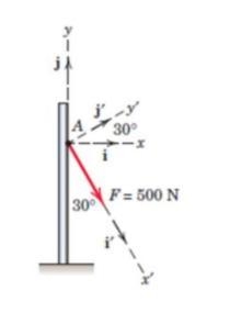 The 500-N force F is applied to the vertical pole as shown(1) Determine the scalar-example-1