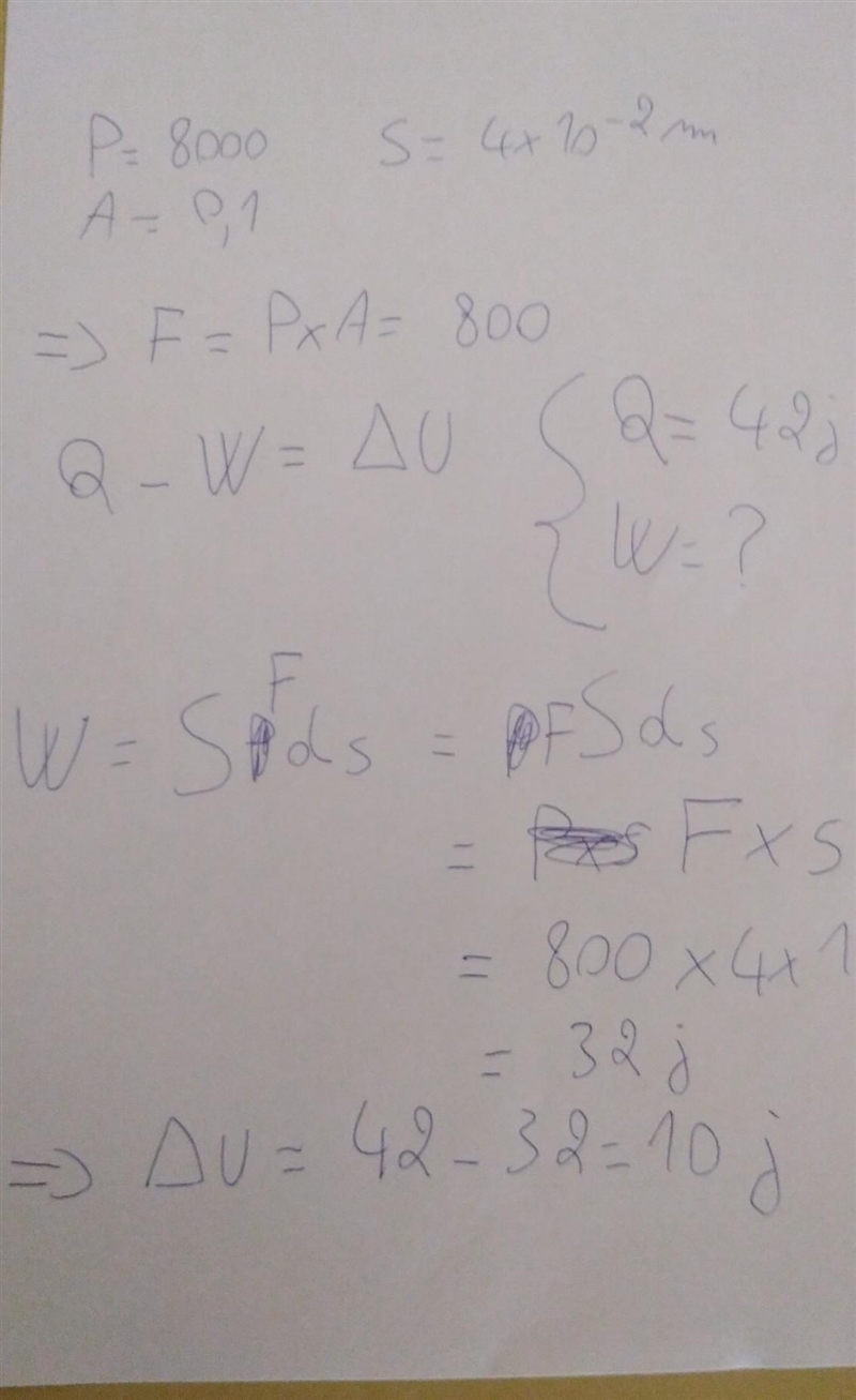 A gas is enclosed in a confainer fitted with a piston of cross sectional area 0.10 the-example-1