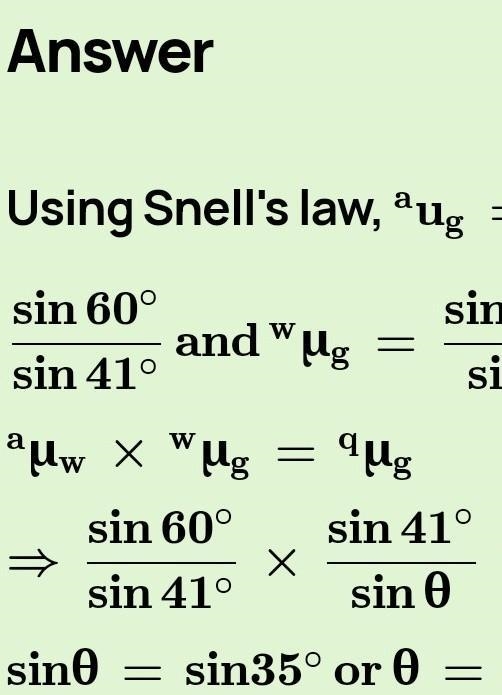 How to calculate the refraction of light from air to water​-example-1