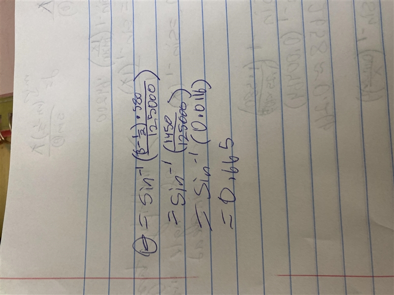 580 nm light shines on a double slit with d = 0.000125 m. What is the angle of the-example-1