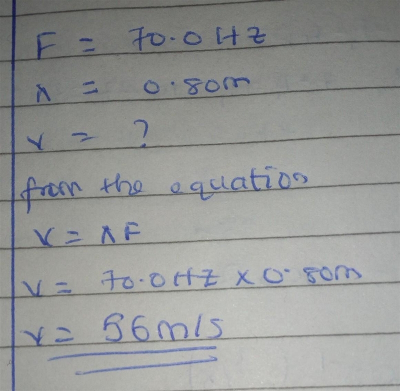 A wave with a frequency of 70.0 Hz travels through rubber with a wavelength of 0.80 m-example-1