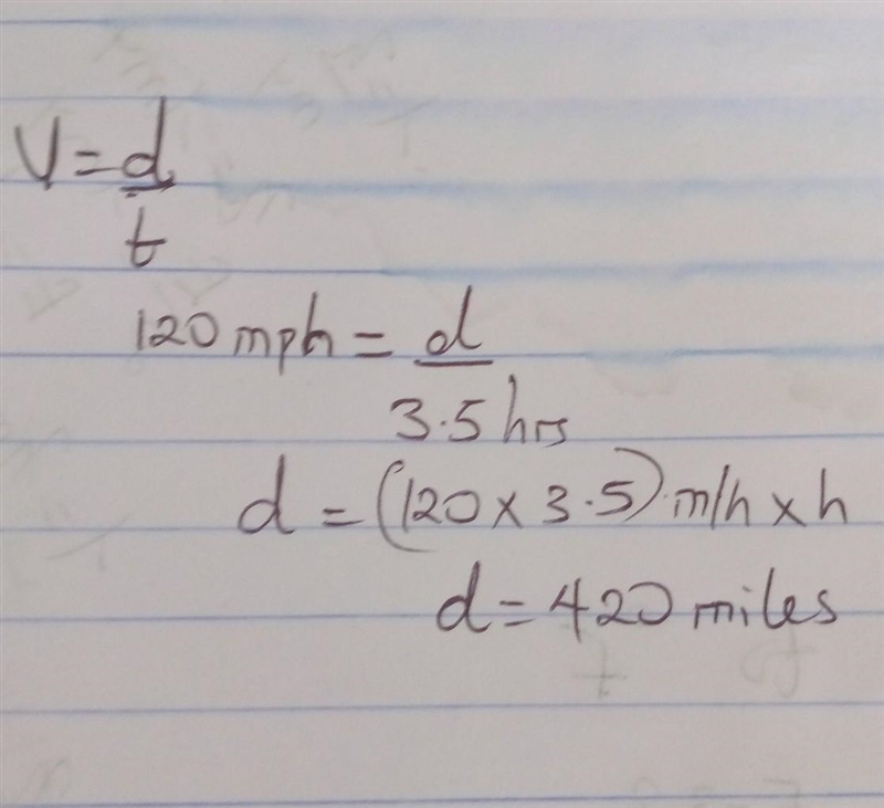 it took 3.5 hours for a train to travel a distance between two cities at a velocity-example-1