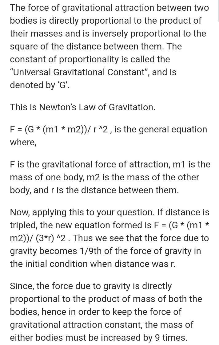 1 The distance between objects, along with the masses of the object, affect the gravitational-example-1