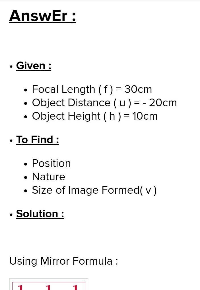 A 10cm tall object is placed perpendicular to the principal axis of a convex lens-example-1