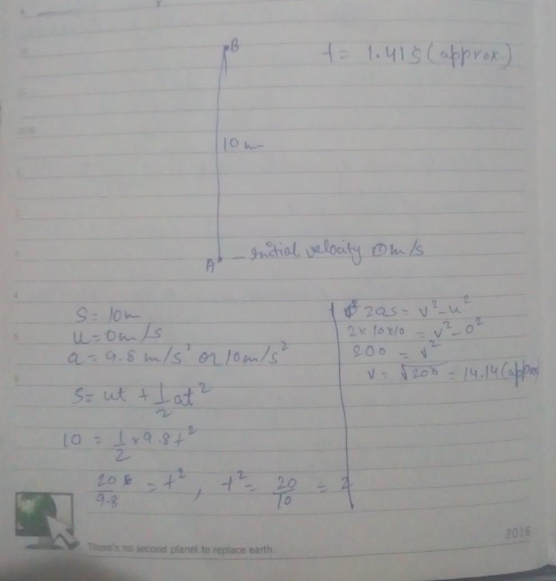 A rock is thrown straight up and reaches a height of 10m How long was the rock in-example-1