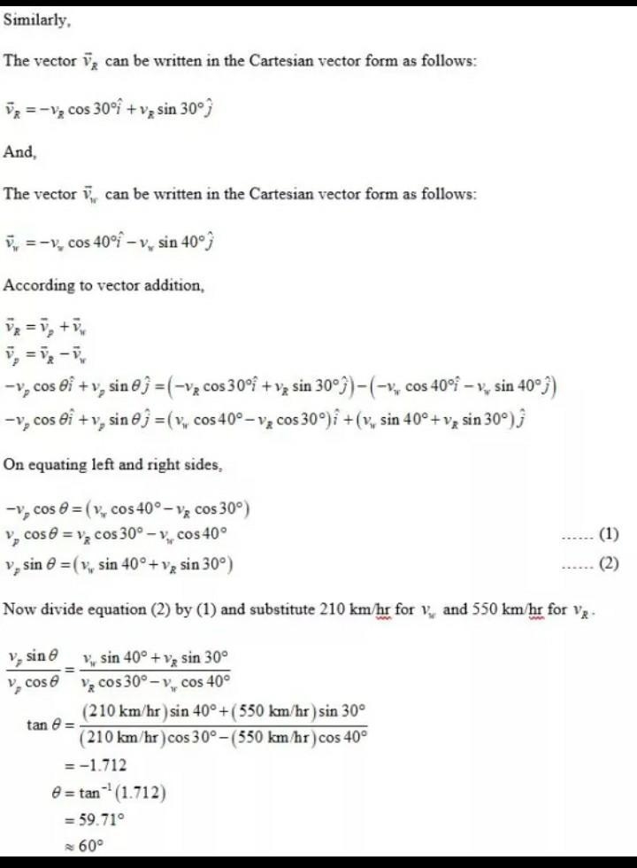 An airplane with a ground speed of 550 km/hr travels along a heading of 30 degrees-example-2