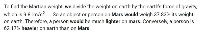 If you go to Mars would you be heavier or lighter-example-1