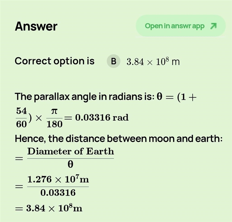 Example 2.3 The moon is observed from two diametrically opposite points A and B on-example-1