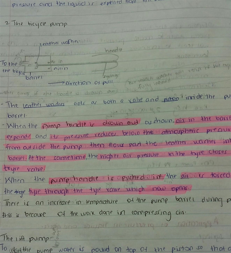 With well labelled diagrams , describe how a bicycle pump works​-example-1