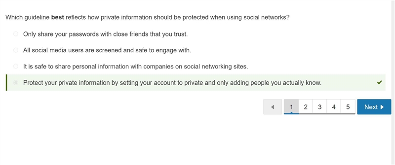 Which guideline best reflects how private information should be protected when using-example-1