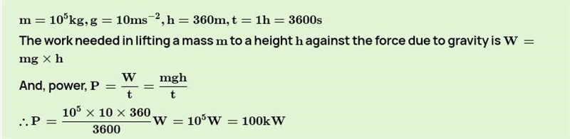 Calculate the power of a crane required to lift 36kg of iron per hour from a mine-example-1