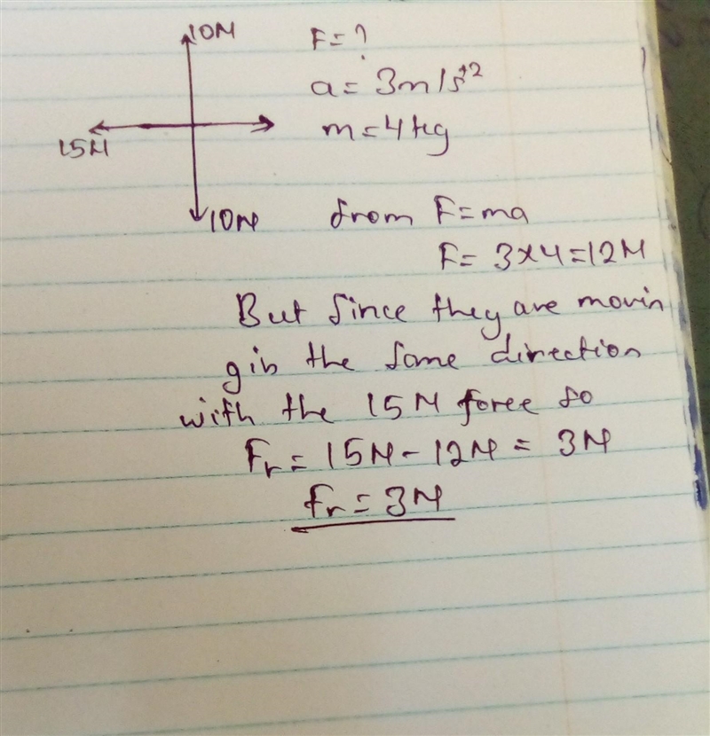 If the object represented by the FBD has a mass of 4.0 kg and is accelerating at 3.0 m-example-1