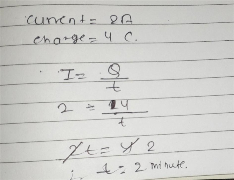 The current in a light bulb is 2 A. How long does it take for a total charge of 4 C-example-1